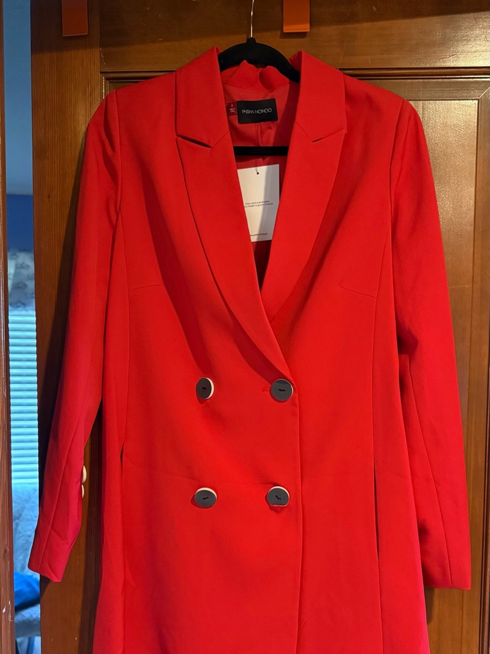 NWT Misha Nonoo Red Double-Breasted Mini Blazer Dress